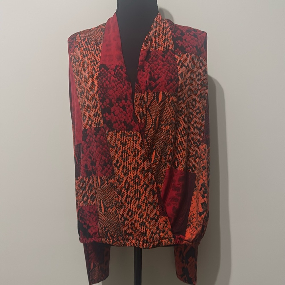 Red and orange long sleeve shirt